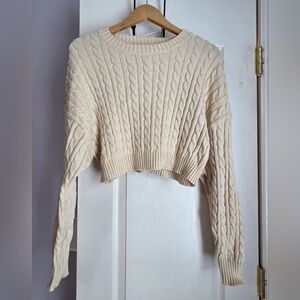 Altar'd State Cream Cable Knit Sweater